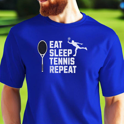 Men's Tennis T-shirt, Eat Sleep Tennis Repeat, Shirt for Tennis Lover, Tshirt Gift for Men, Great Gift for Dad, Father, Sport Gift for Son