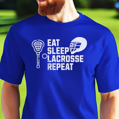 Men's Lacrosse T-shirt, Eat Sleep Lacrosse Repeat, Shirt for Lax Lover, Tshirt Gift for Men, Great Gift for Dad, Father, Gift for Son