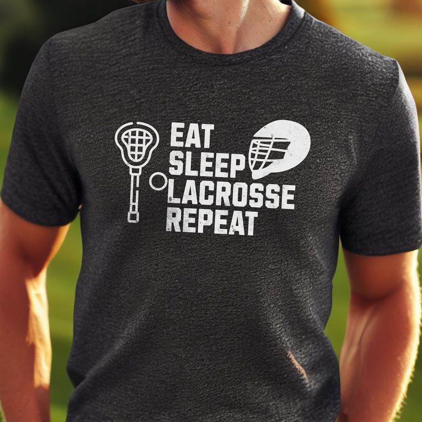 Men's Lacrosse T-shirt, Eat Sleep Lacrosse Repeat, Shirt for Lax Lover, Tshirt Gift for Men, Great Gift for Dad, Father, Gift for Son