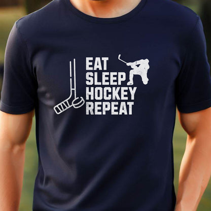 Men's Hockey T-shirt, Eat Sleep Hockey Repeat, Shirt for Hockey Lover, Tshirt Gift for Men, Great Gift for Dad, Father, Gift for Son