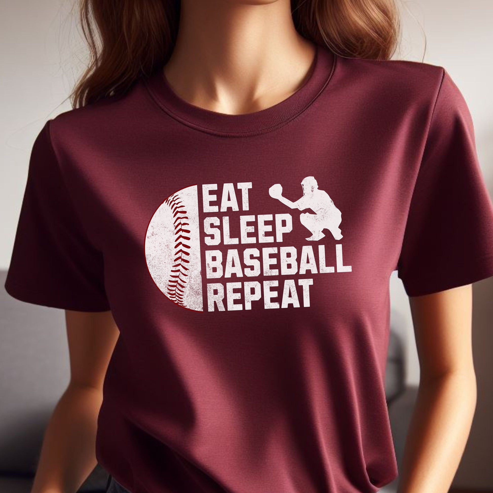 Men's Baseball T-shirt, Eat Sleep Baseball Repeat, Shirt for Baseball Lover, Tshirt Gift for Men, Great Gift for Dad, Father, Gift for Son
