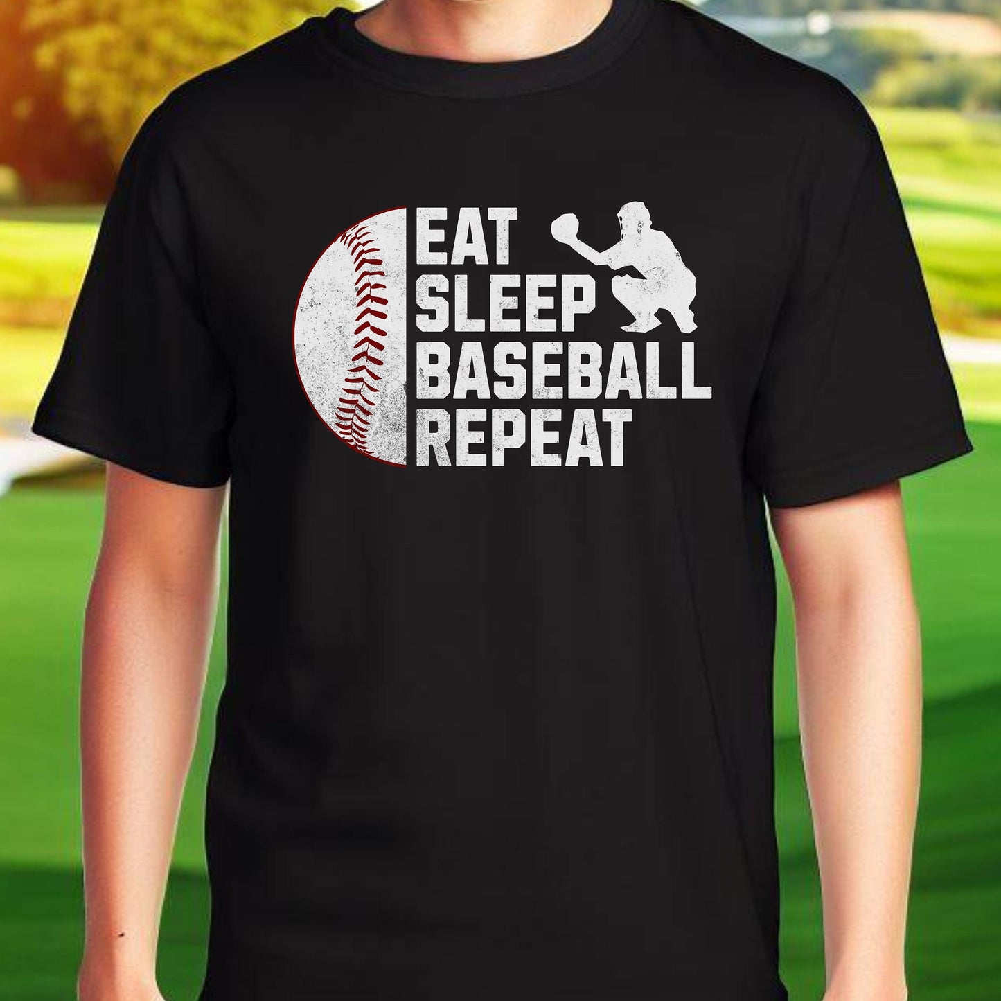 Men's Baseball T-shirt, Eat Sleep Baseball Repeat, Shirt for Baseball Lover, Tshirt Gift for Men, Great Gift for Dad, Father, Gift for Son