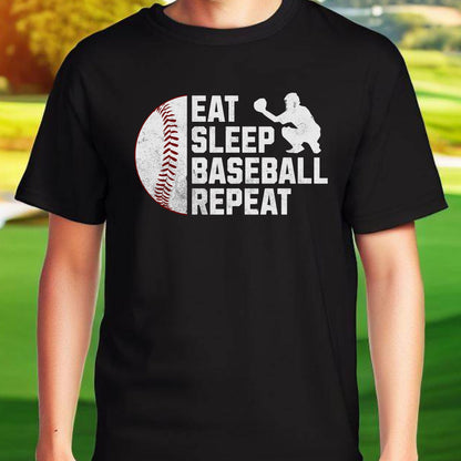 Men's Baseball T-shirt, Eat Sleep Baseball Repeat, Shirt for Baseball Lover, Tshirt Gift for Men, Great Gift for Dad, Father, Gift for Son