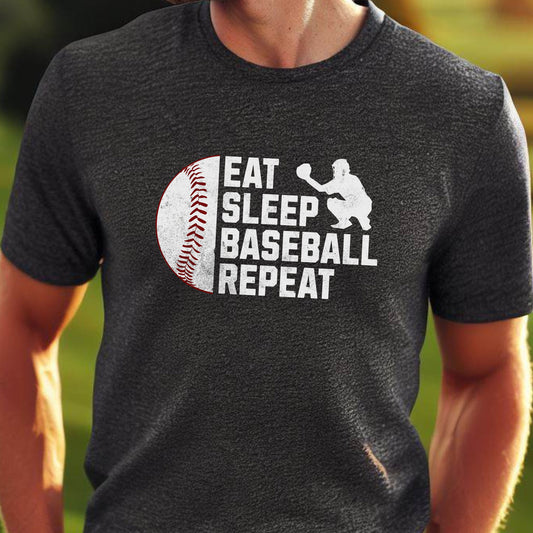 Men's Baseball T-shirt, Eat Sleep Baseball Repeat, Shirt for Baseball Lover, Tshirt Gift for Men, Great Gift for Dad, Father, Gift for Son