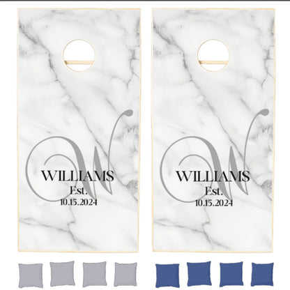 Custom Wedding Cornhole Boards, Personalized Monogram Corn Hole Game with Bags Included, Wedding Gift, 8 Bags Included, Corn Toss Game Gift