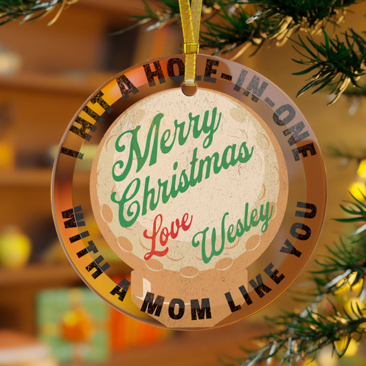 Custom Glass Golf Christmas Ornament, Personalized Merry Christmas Mom Ornament, Customized Golf Ornament for Mom, Christmas Gift for Mom