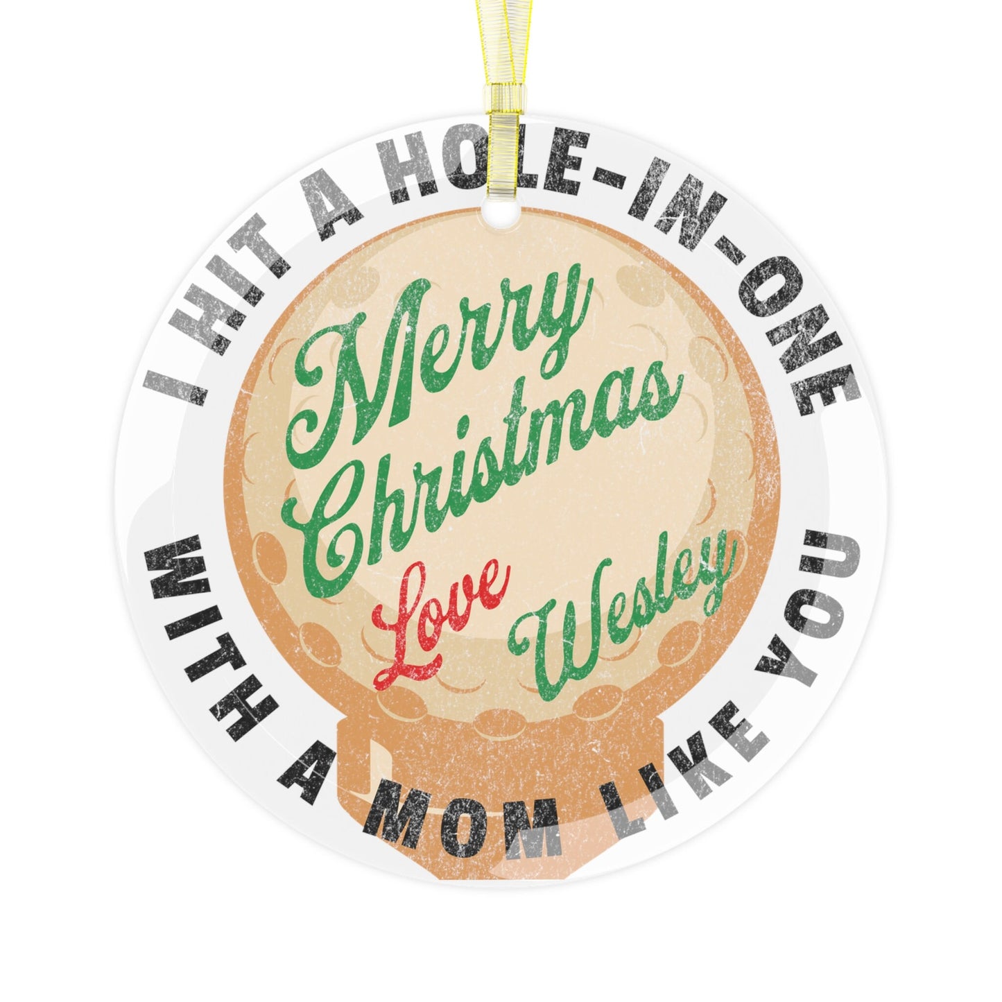 Custom Glass Golf Christmas Ornament, Personalized Merry Christmas Mom Ornament, Customized Golf Ornament for Mom, Christmas Gift for Mom