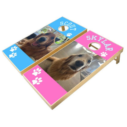 Custom Wood Cornhole Boards, Personalized Dog Corn Hole Game with Bags Included, Dog Mom Christmas Gift, Bags Included, Corn Toss Game Gift