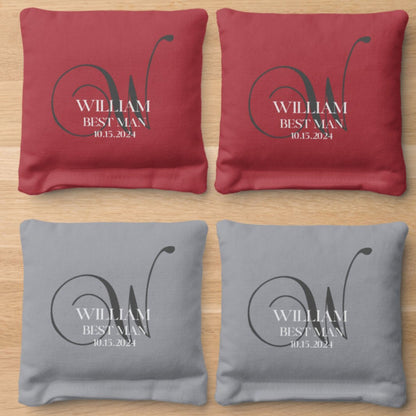 Custom Corn Hole Bags, Personalized Cornhole Bags, Best Man Proposal Gift, Customized Bags for Corn Toss, Gift for Groomsman, Wedding Gift