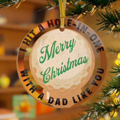 Glass Golf Christmas Ornament, Merry Christmas Golf Ornament, Hole In One Ornament, Christmas Gift for Mom, Xmas Gift for Dad, Golfer Gift