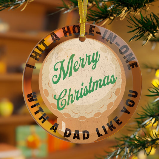 Glass Golf Christmas Ornament, Merry Christmas Golf Ornament, Hole In One Ornament, Christmas Gift for Mom, Xmas Gift for Dad, Golfer Gift