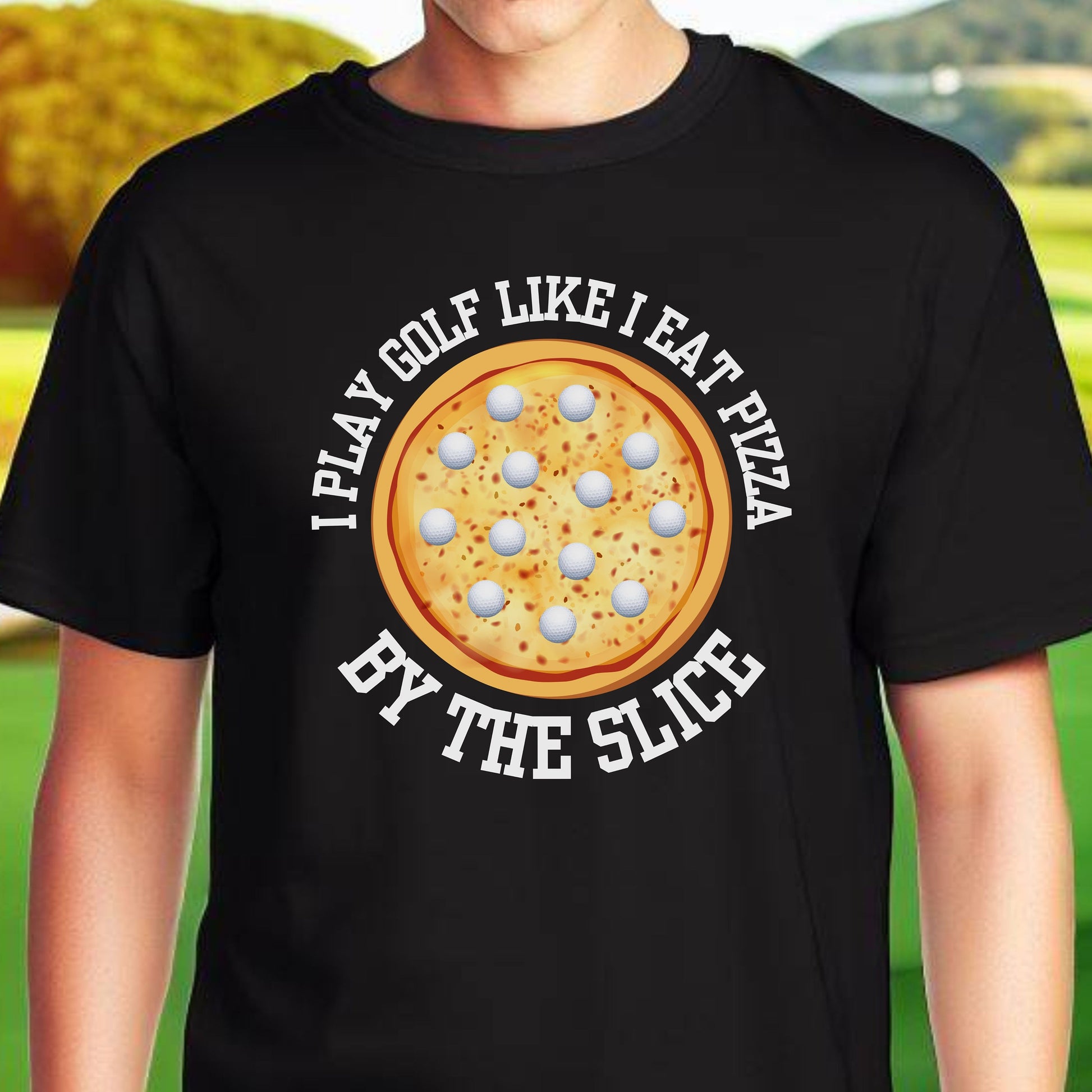 Funny Pizza Golf Shirt, T-Shirt for Golf Lover, Pizza and Golf Shirt, Gift for Dad, Gift for Father, Gift for Golfer, Golfer Christmas Gift