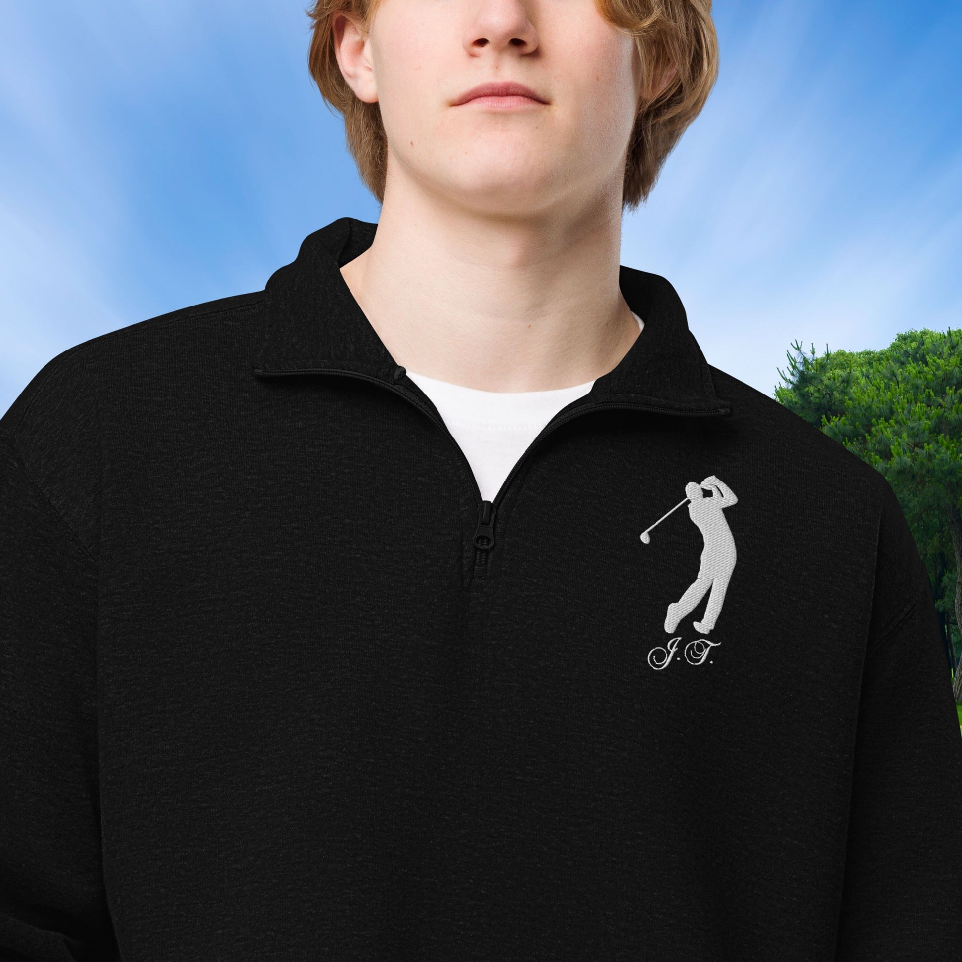 Personalized Fleece Golf Quarter-Zip, Quarter Zip Pullover Sweater, Custom Golf Gift, Gift for Husband, Gift for Golfer, Golf Gift for Men