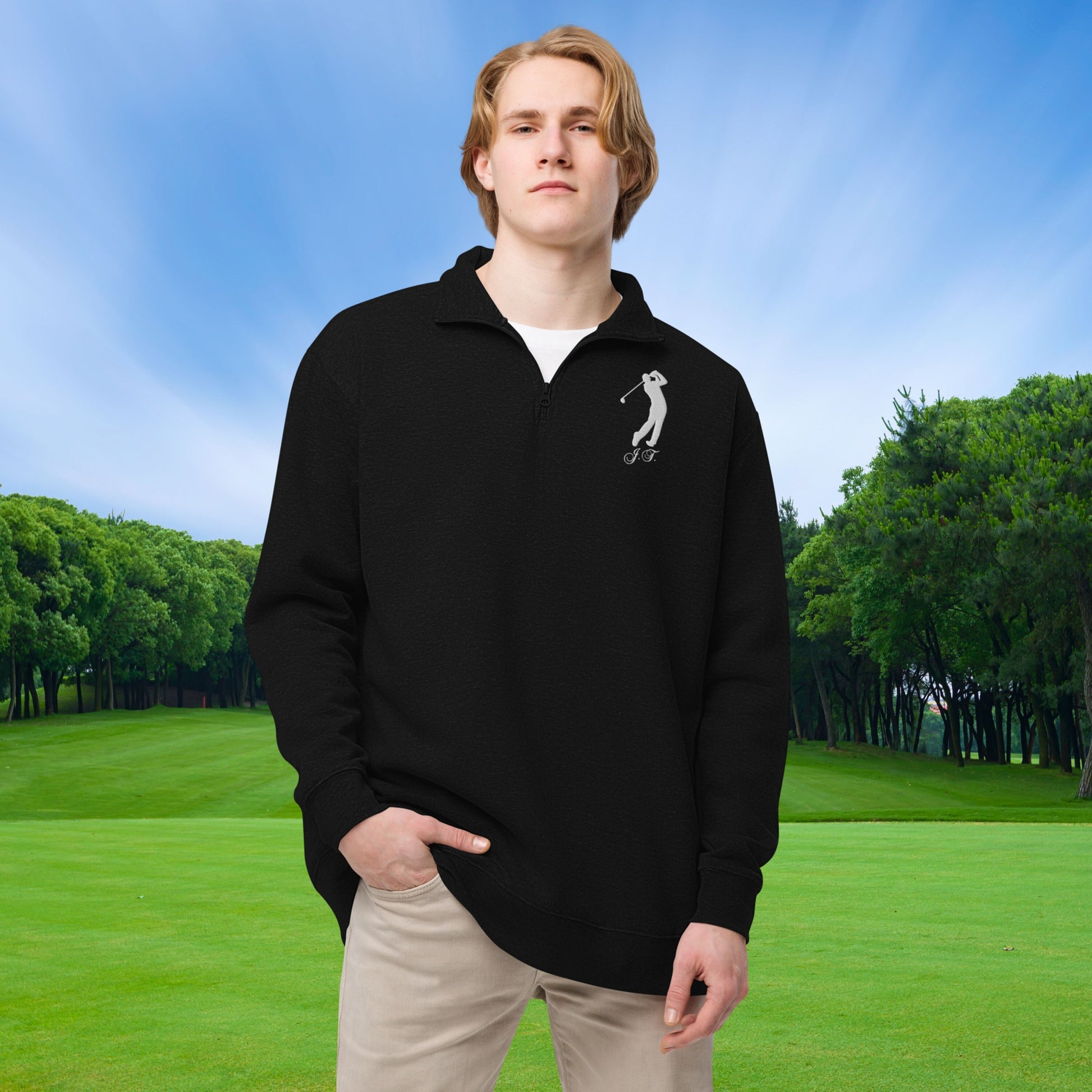 Personalized Fleece Golf Quarter-Zip, Quarter Zip Pullover Sweater, Custom Golf Gift, Gift for Husband, Gift for Golfer, Golf Gift for Men