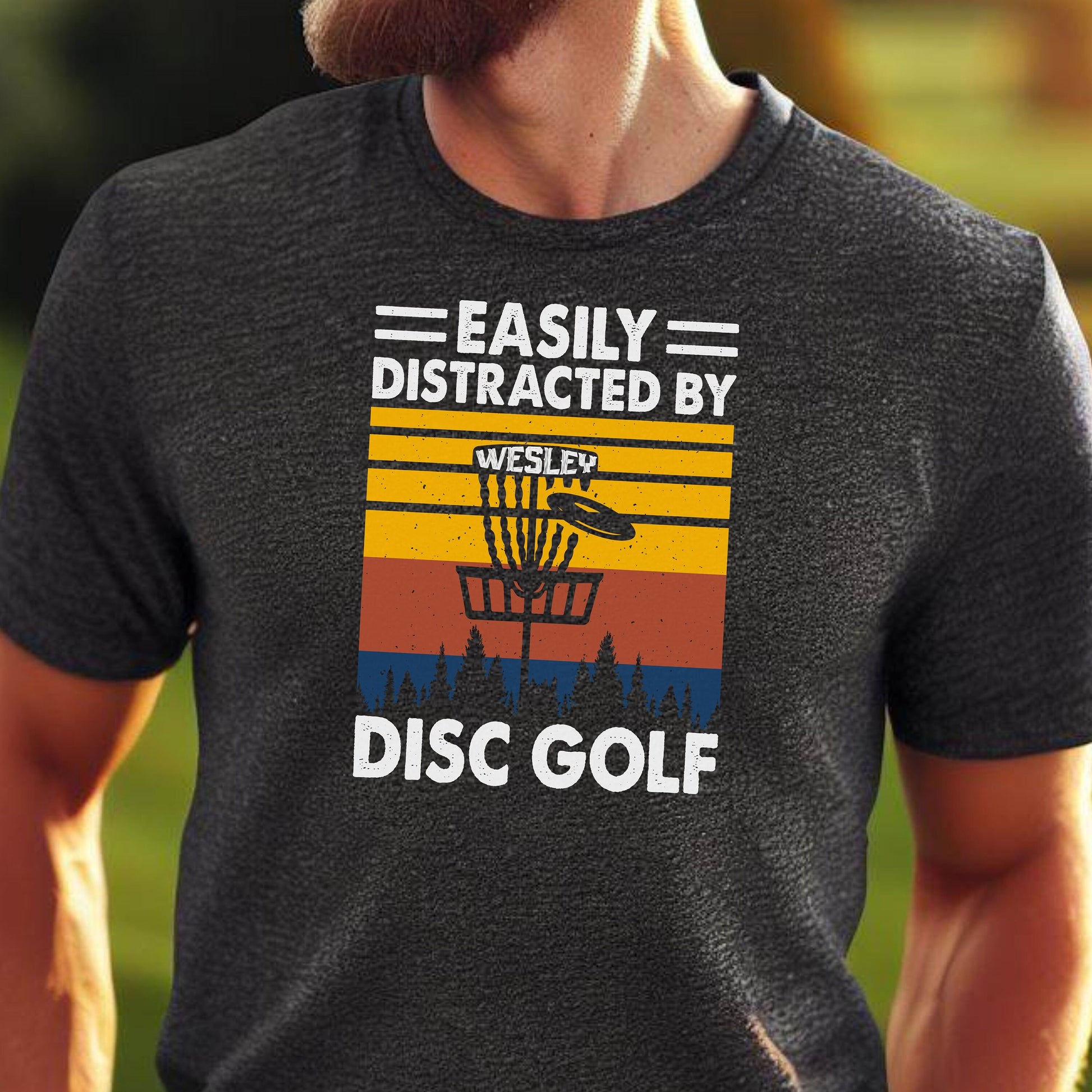 Custom Distracted By Disc Golf Shirt, Personalized Disc Golf Tshirt, Funny Disc Golfing T-Shirt, Perfect Gift for Golfer, Golf Gift for Men