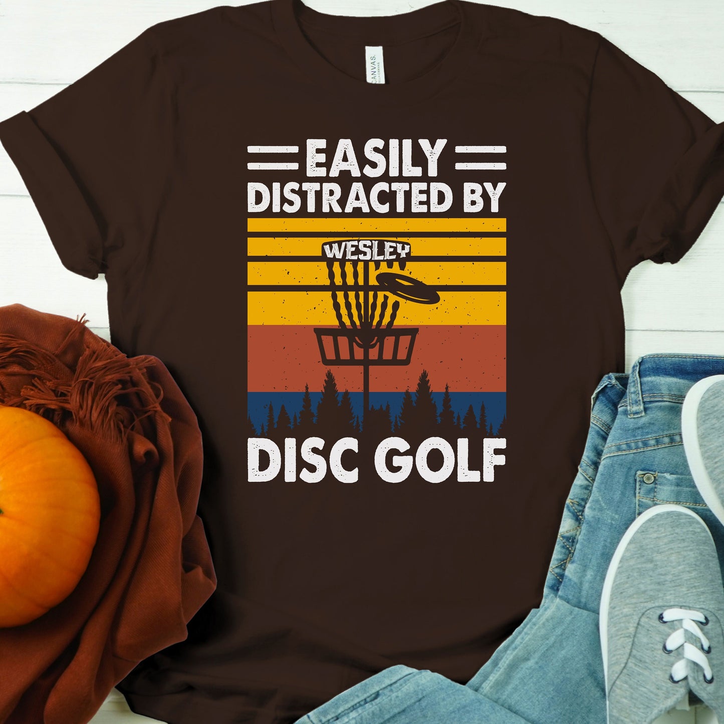 Custom Distracted By Disc Golf Shirt, Personalized Disc Golf Tshirt, Funny Disc Golfing T-Shirt, Perfect Gift for Golfer, Golf Gift for Men