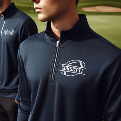Personalized Lightweight Football Sweatshirt, Quarter Zip Pullover Sweater, Custom Football Gift, Gift for Golfer, Football Gift for Husband