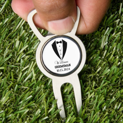 Custom Divot Tool with Ball Marker and Bottle Opener, Personalized Gift for Groomsman, Golf Ball Marker with Divot Tool, Golf Christmas Gift