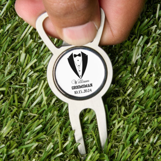 Custom Divot Tool with Ball Marker and Bottle Opener, Personalized Gift for Groomsman, Golf Ball Marker with Divot Tool, Golf Christmas Gift