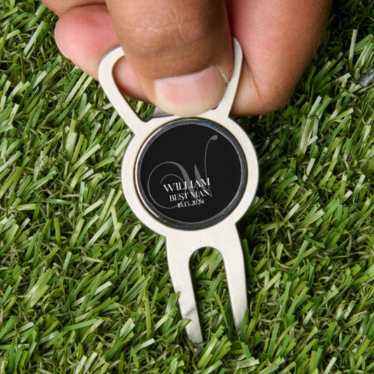 Custom Divot Tool with Ball Marker and Bottle Opener, Personalized Gift for Groomsman, Golf Ball Marker with Divot Tool, Golf Christmas Gift