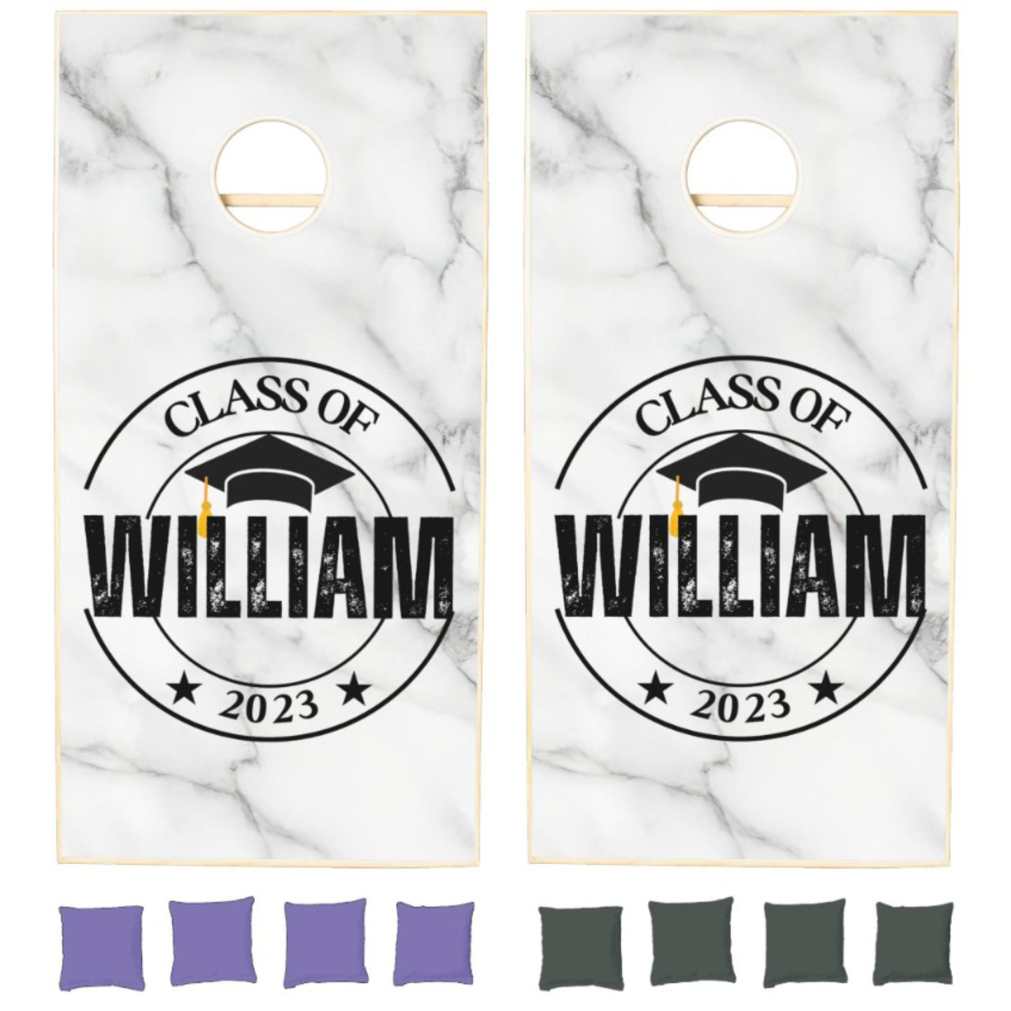 Custom Graduation Cornhole Boards, Personalized Monogram Corn Hole Game with Bags Included, Grad Gift, 8 Bags Included, Corn Toss Game Gift