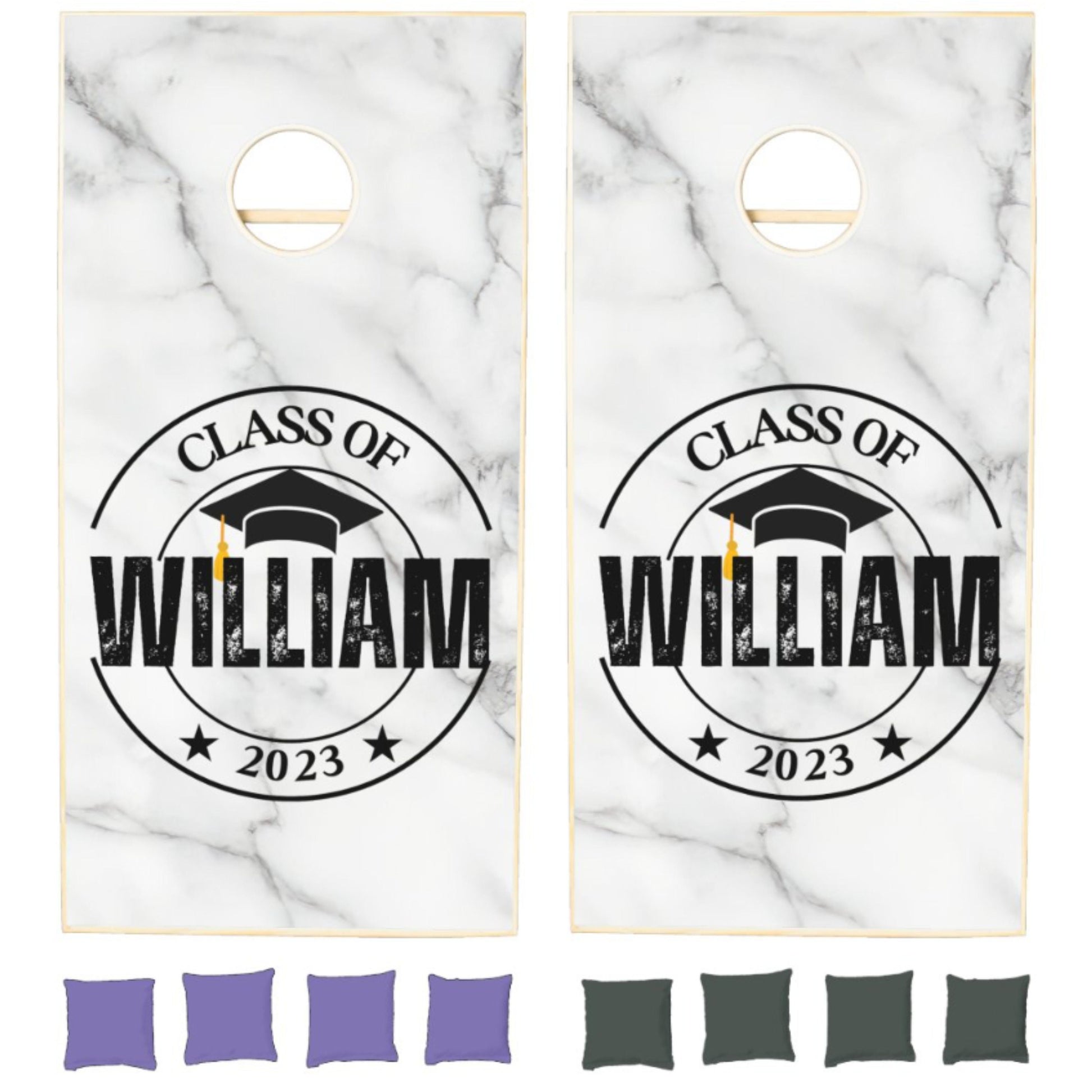 Custom Graduation Cornhole Boards, Personalized Monogram Corn Hole Game with Bags Included, Grad Gift, 8 Bags Included, Corn Toss Game Gift