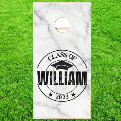 Custom Graduation Cornhole Boards, Personalized Monogram Corn Hole Game with Bags Included, Grad Gift, 8 Bags Included, Corn Toss Game Gift