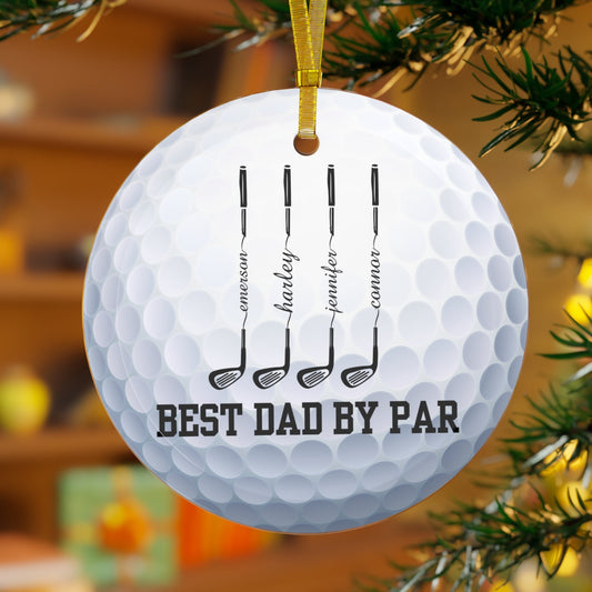 Custom Golf Ball Christmas Ornament, Glass Xmas Ornament for Golfer, Personalized Gift for Golf Lover, Gift for Husband, Gift for Dad