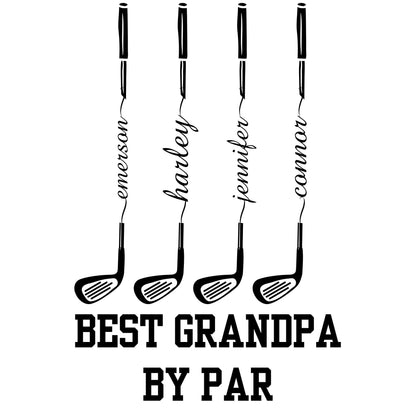 a black and white photo of four golf clubs
