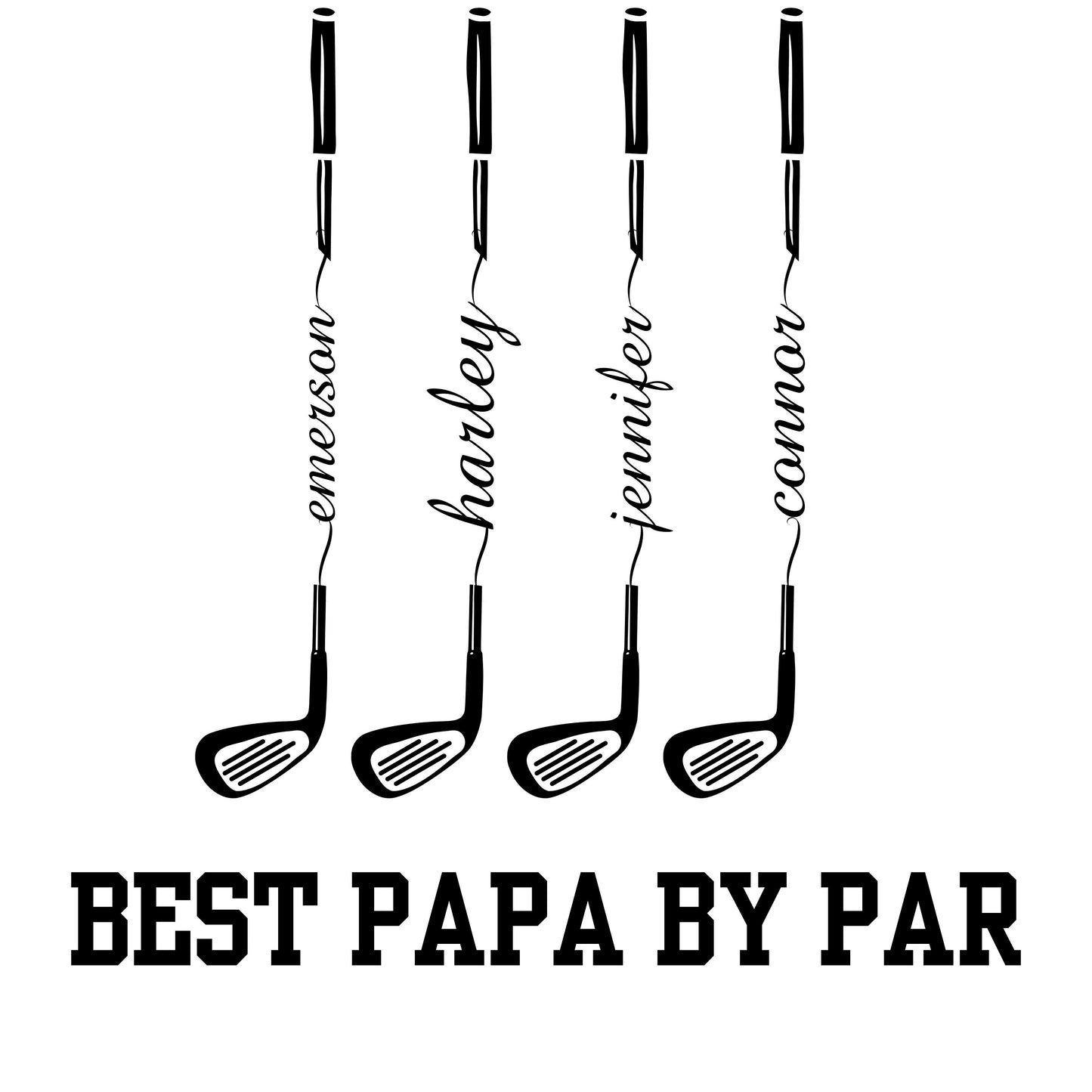 the best papa by par logo with four golf clubs