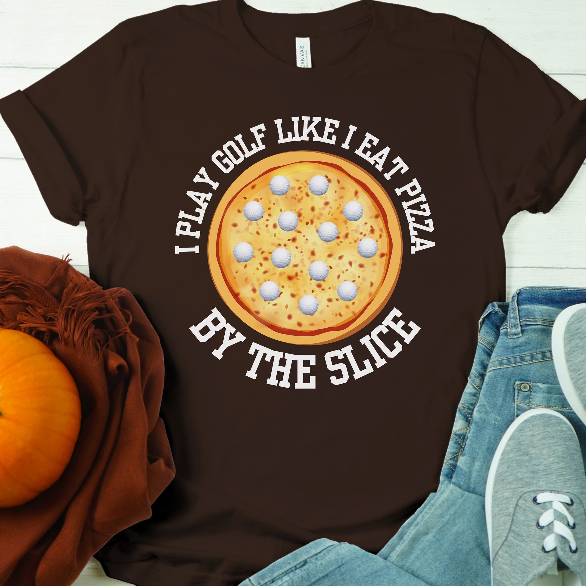 Funny Pizza Golf Shirt, T-Shirt for Golf Lover, Pizza and Golf Shirt, Gift for Dad, Gift for Father, Gift for Golfer, Golfer Christmas Gift