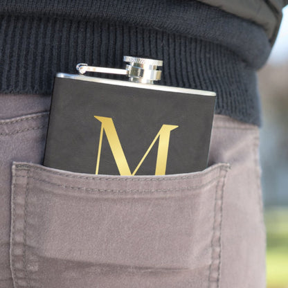 Custom Vinyl Leather Flask, Personalized Flask for Men, 6 or 8 oz Hip Flask, Gift for Groomsman, Gift for Dad, Gift for Golfer, Golf Flask