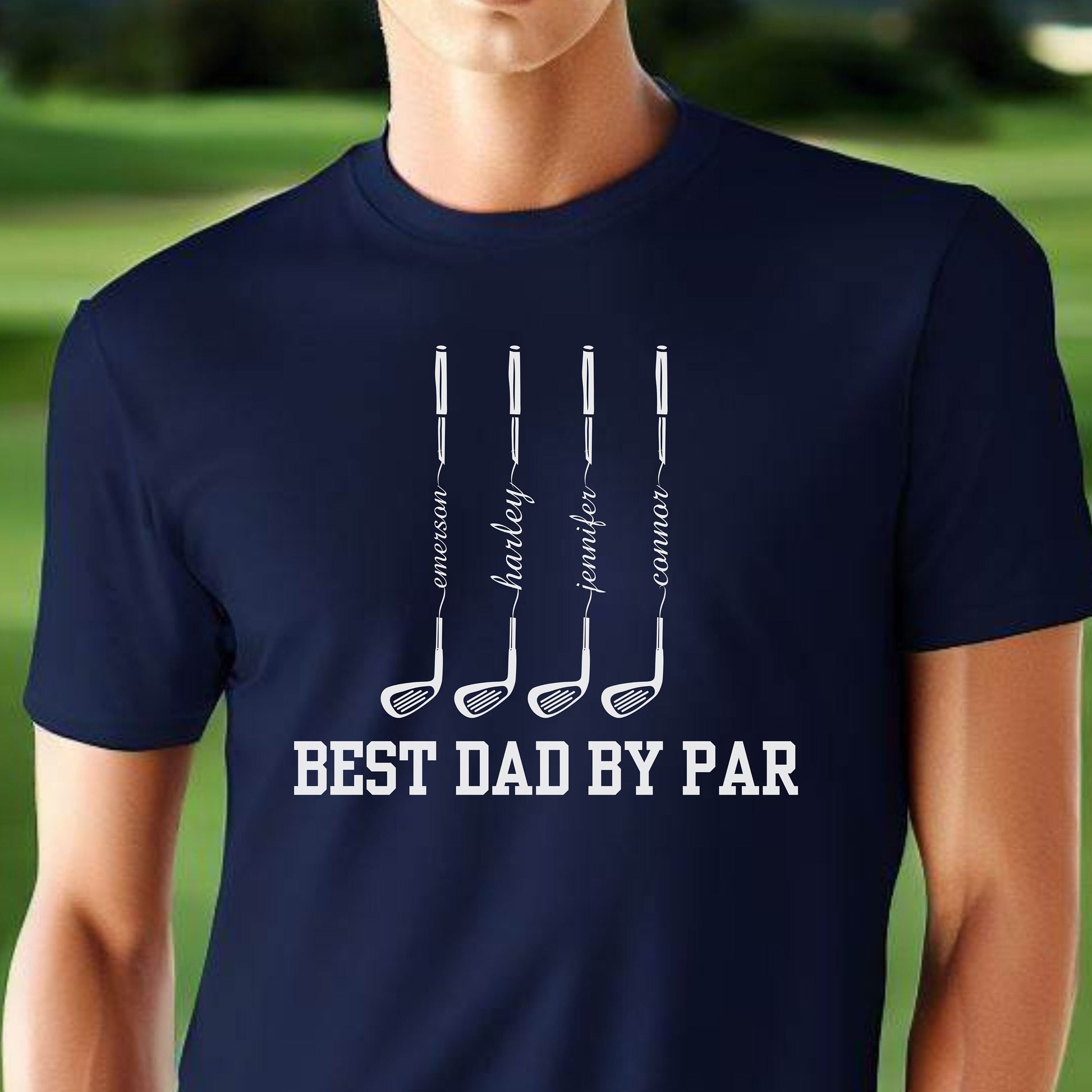 a man wearing a t - shirt that says best dad by par