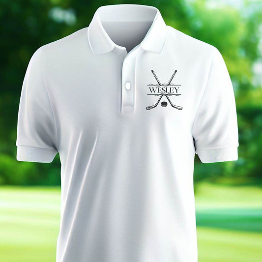 Custom Monogrammed Hockey Polo, Personalized Hockey Polo, Customized Polo for Hockey Player, Gift for Dad, Father, Hockey Gift for Men