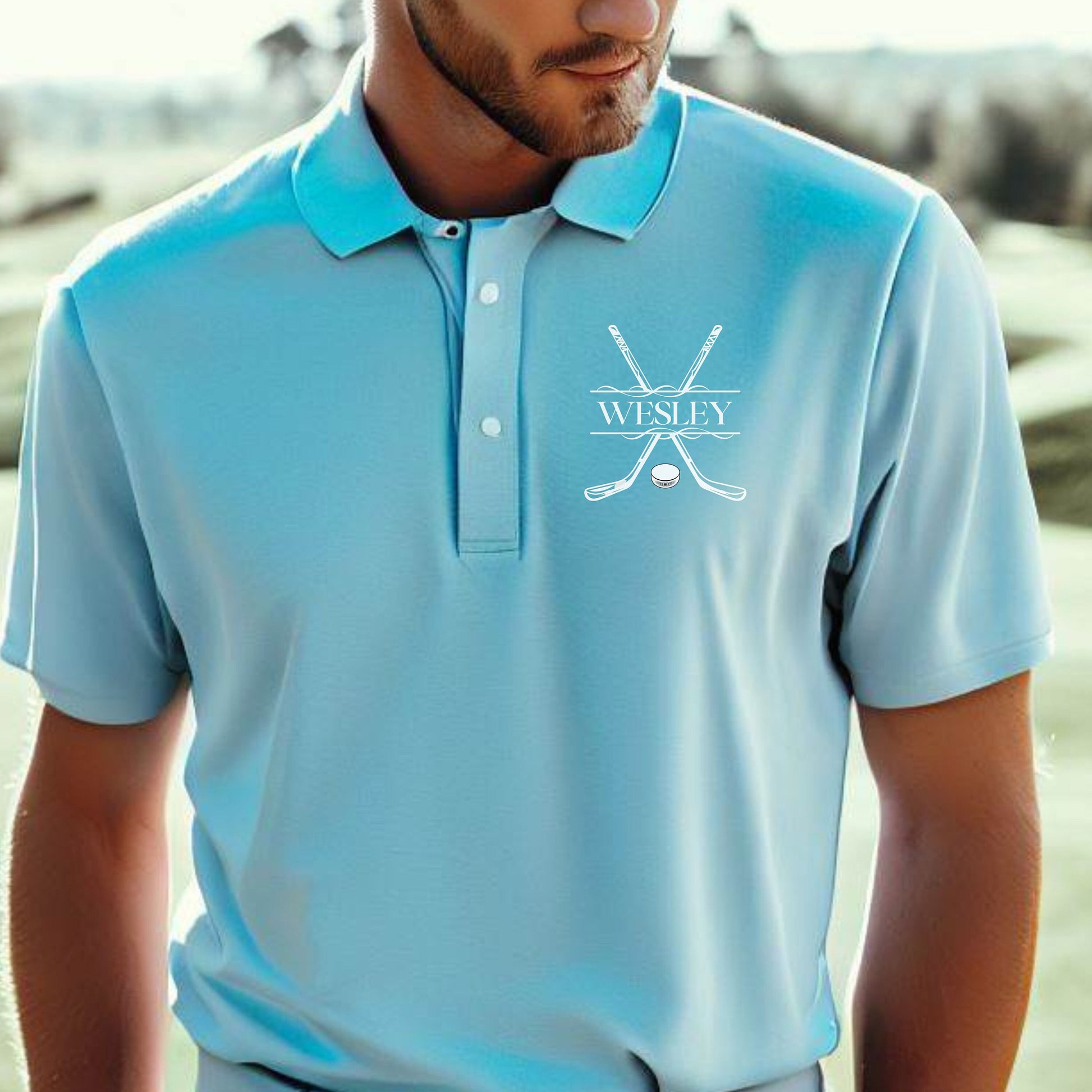 Custom Monogrammed Hockey Polo, Personalized Hockey Polo, Customized Polo for Hockey Player, Gift for Dad, Father, Hockey Gift for Men