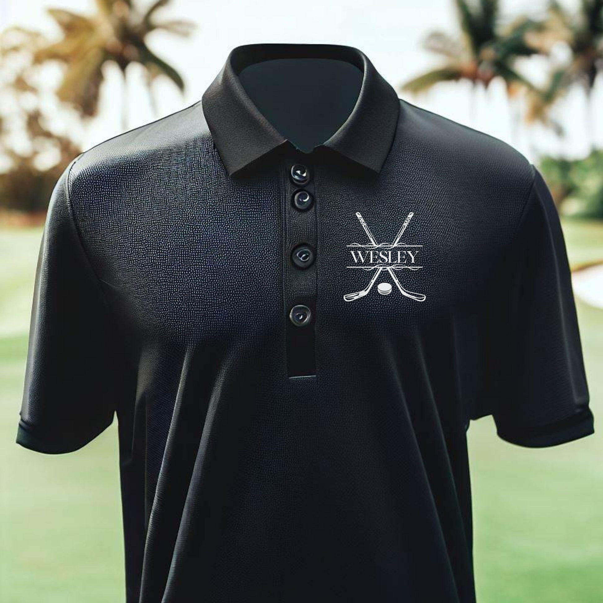 Custom Monogrammed Hockey Polo, Personalized Hockey Polo, Customized Polo for Hockey Player, Gift for Dad, Father, Hockey Gift for Men