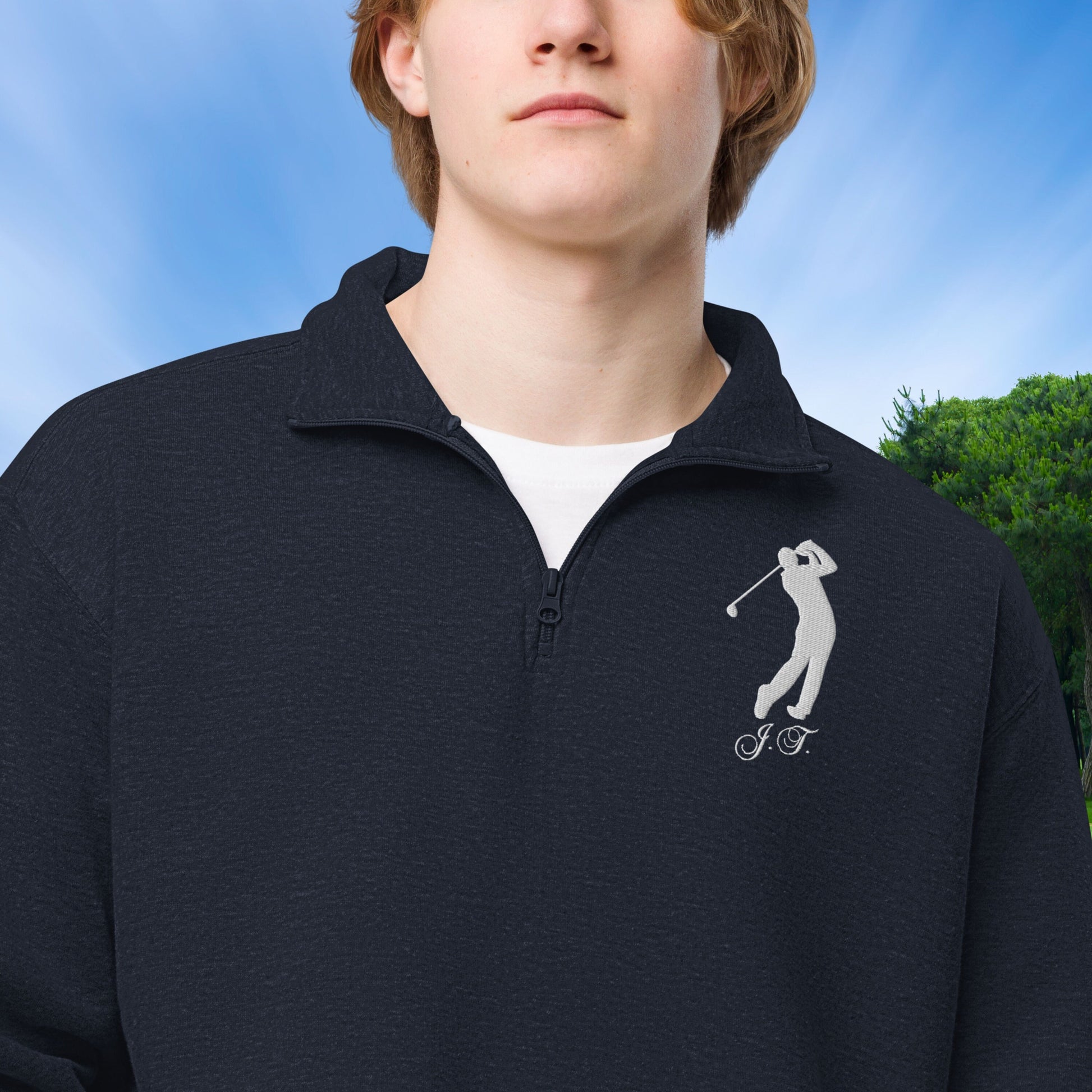 Personalized Fleece Golf Quarter-Zip, Quarter Zip Pullover Sweater, Custom Golf Gift, Gift for Husband, Gift for Golfer, Golf Gift for Men