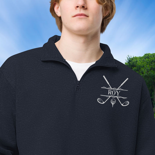 Personalized Fleece Golf Quarter-Zip, Quarter Zip Pullover Sweater, Custom Golf Gift, Gift for Husband, Gift for Golfer, Golf Gift for Men