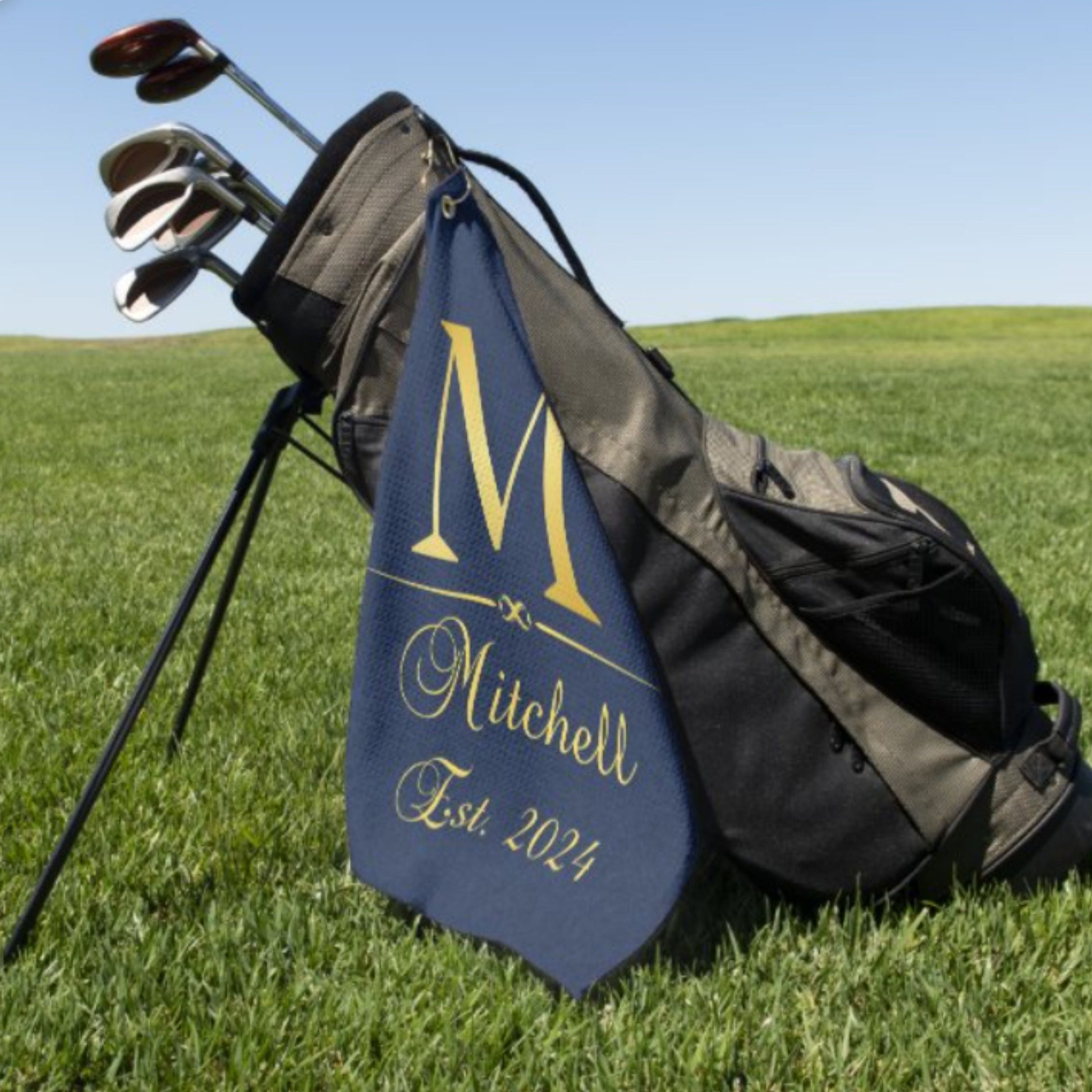 Custom Golf Towel, Golf Bag Towel, Personalized Golf Towel, Golfer Gift, Great Gift for Dad, Wedding Gift, Groomsman Gift, Golf Gift for Men