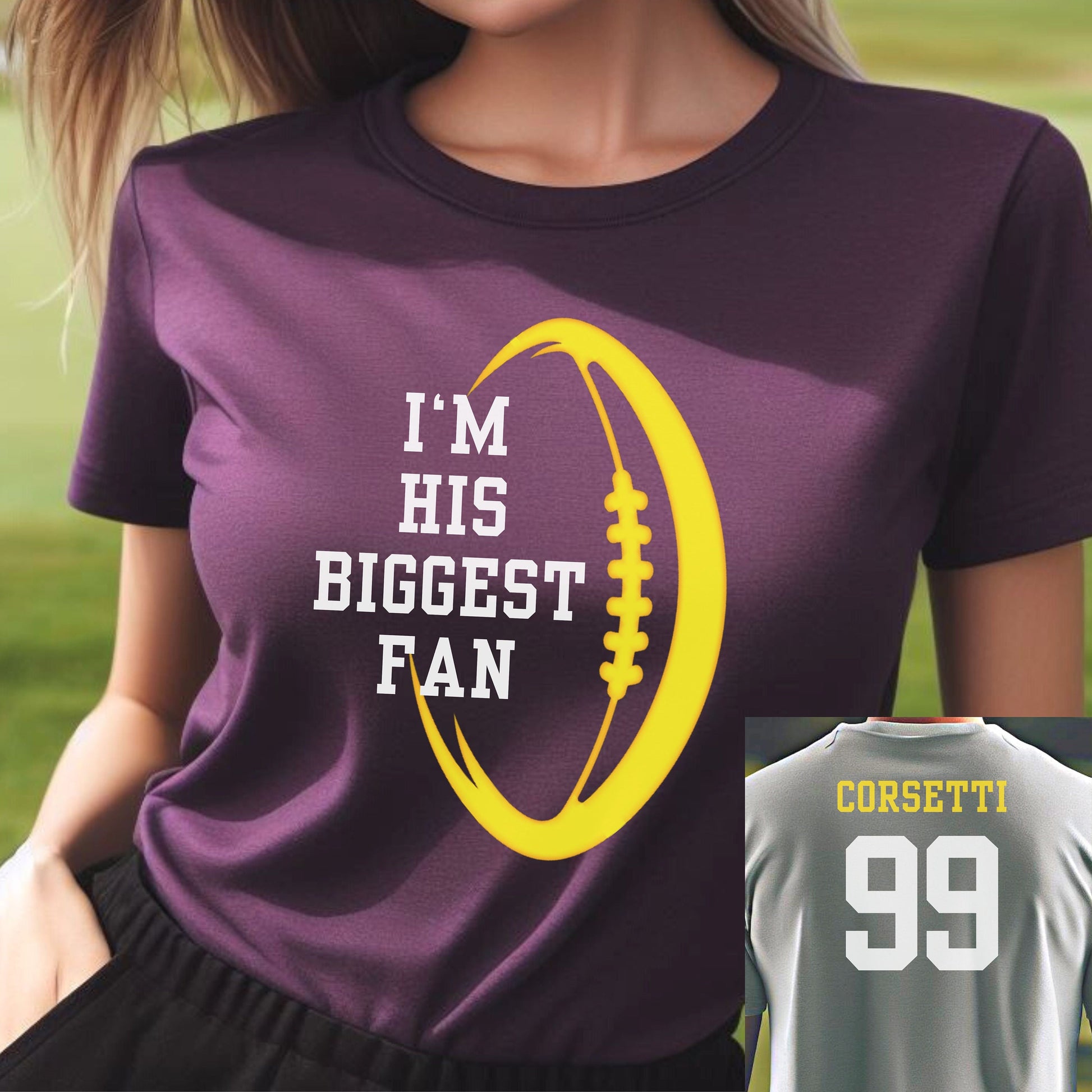 Custom Girlfriend Football Shirt, Personalized TShirt for Girlfriend, Customized Football Mom Tee, Gift for Girlfriend, Great Gift for Mom
