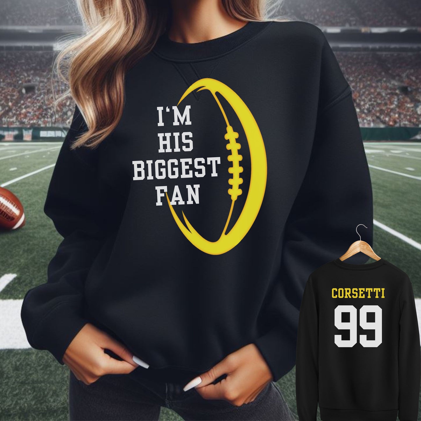 Custom Girlfriend Football Sweatshirt, Personalized Sweater for Girlfriend, Customized Football Mom, Gift for Girlfriend, Great Gift for Mom