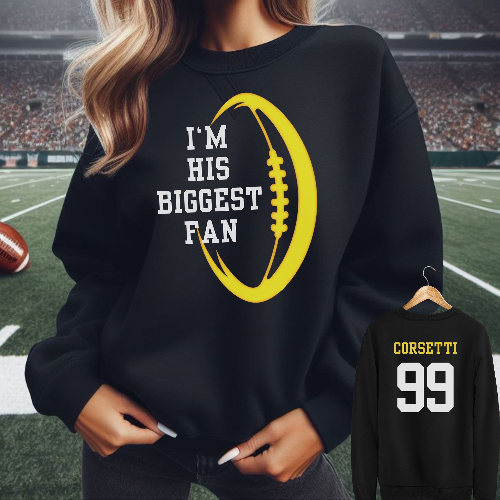 Custom Girlfriend Football Sweatshirt, Personalized Sweater for Girlfriend, Customized Football Mom, Gift for Girlfriend, Great Gift for Mom