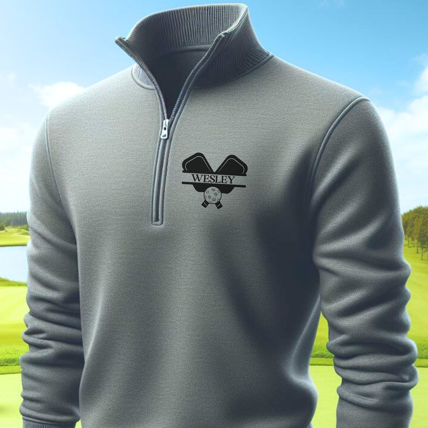 Personalized Fleece Pickleball Quarter-Zip, Quarter Zip Pullover Sweater, Custom Pickleball Gift, Gift for Husband, Pickleball Gift for Men