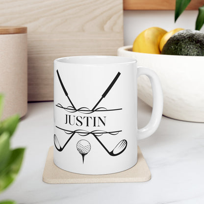 Custom Golf Coffee Mug, Customized Golf Coffee Cup, Personalized Golf Cup, Ceramic Mug for Golfer, Golf Gift for Men, Golf Christmas Gift