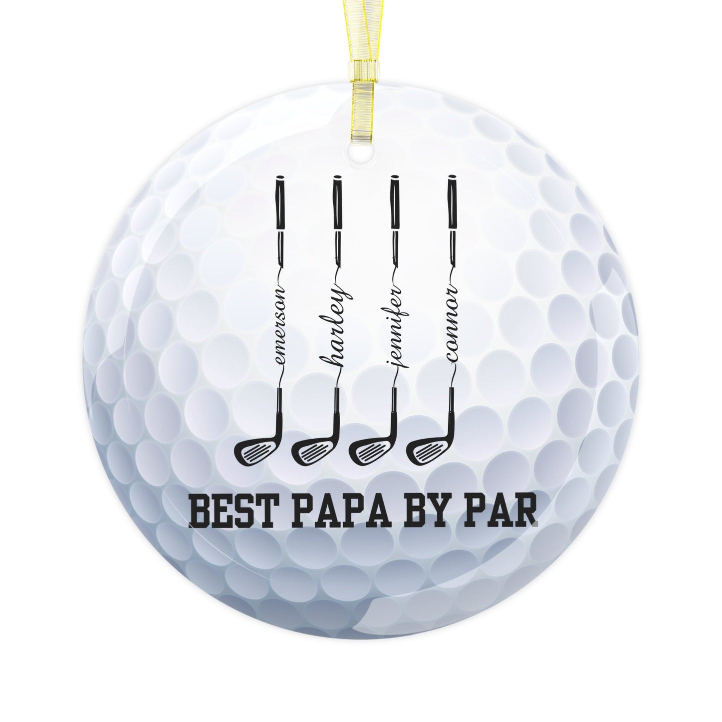 Custom Golf Ball Christmas Ornament, Glass Xmas Ornament for Golfer, Personalized Gift for Golf Lover, Gift for Husband, Gift for Papa