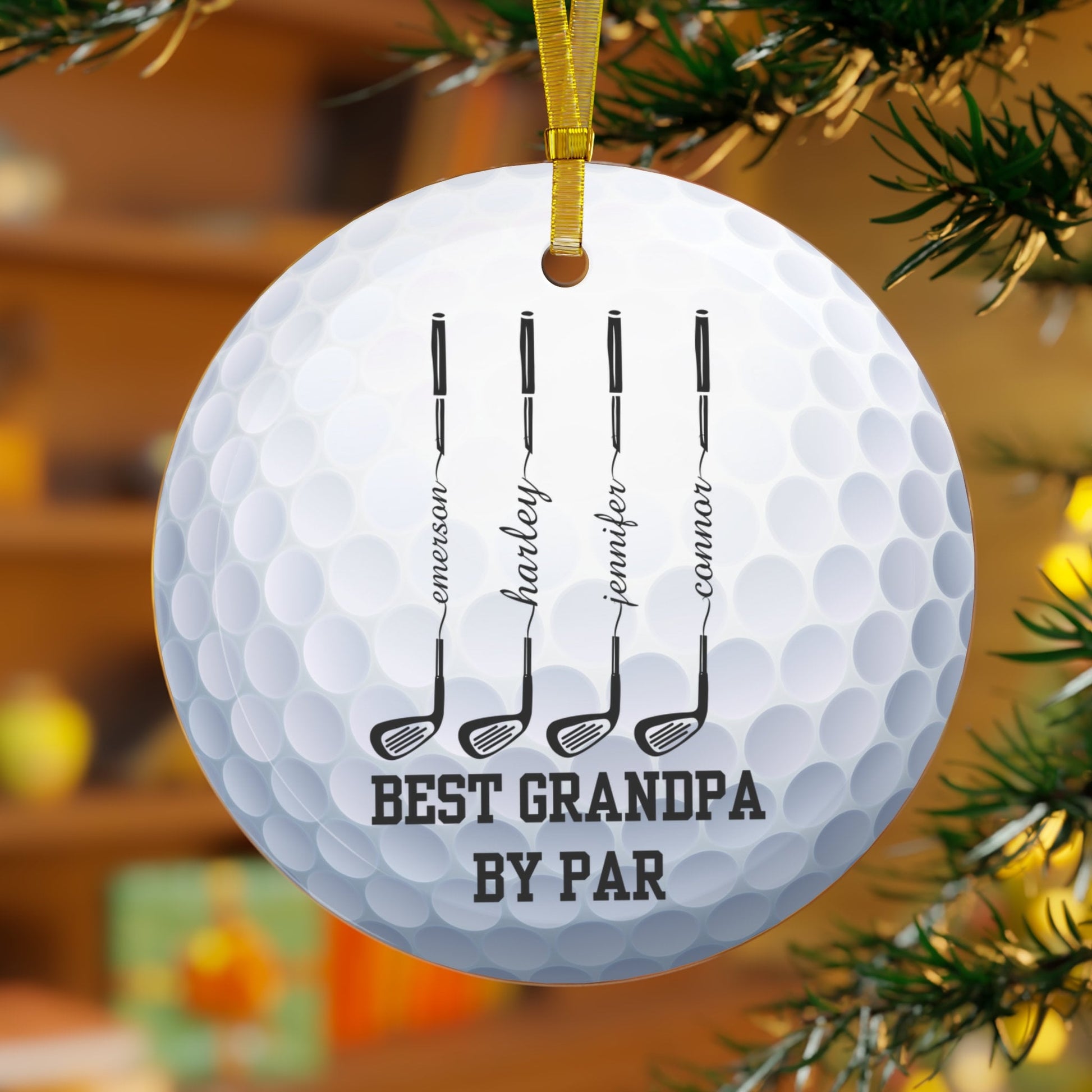 Custom Golf Ball Christmas Ornament, Glass Xmas Ornament for Golfer, Personalized Gift for Golf Lover, Gift for Husband, Gift for Grandpa