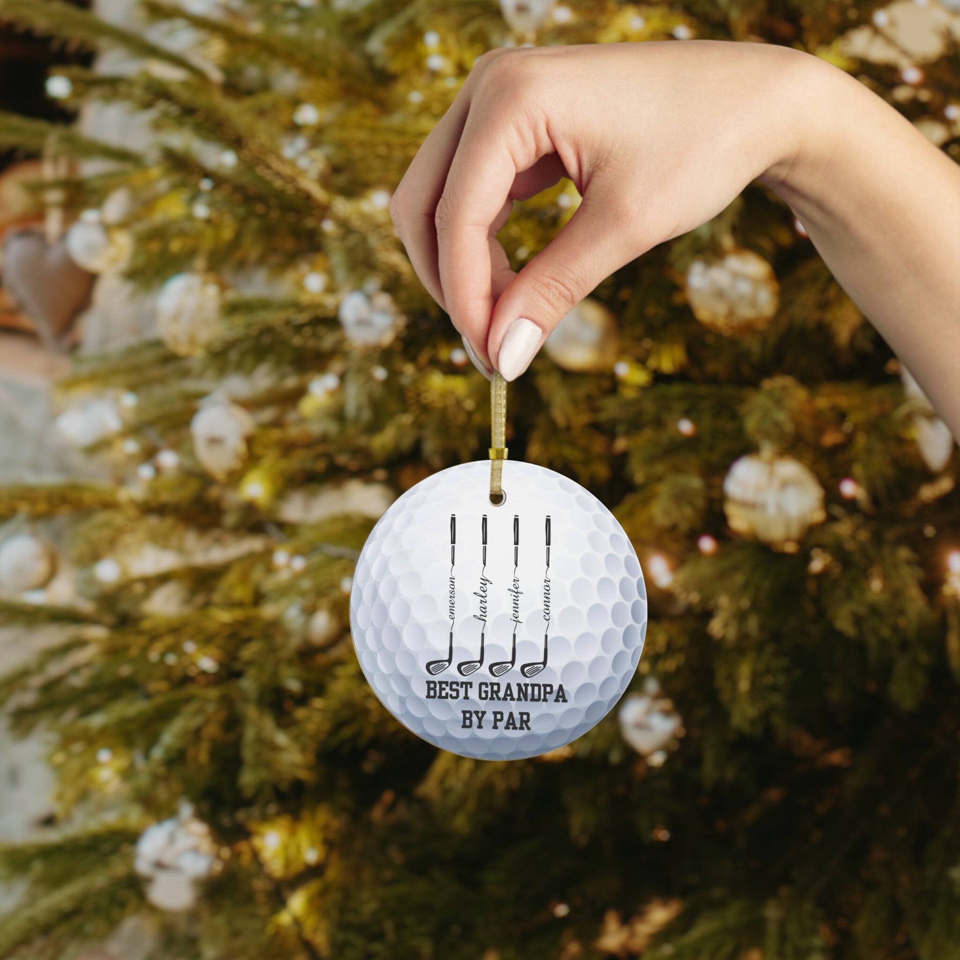Custom Golf Ball Christmas Ornament, Glass Xmas Ornament for Golfer, Personalized Gift for Golf Lover, Gift for Husband, Gift for Grandpa