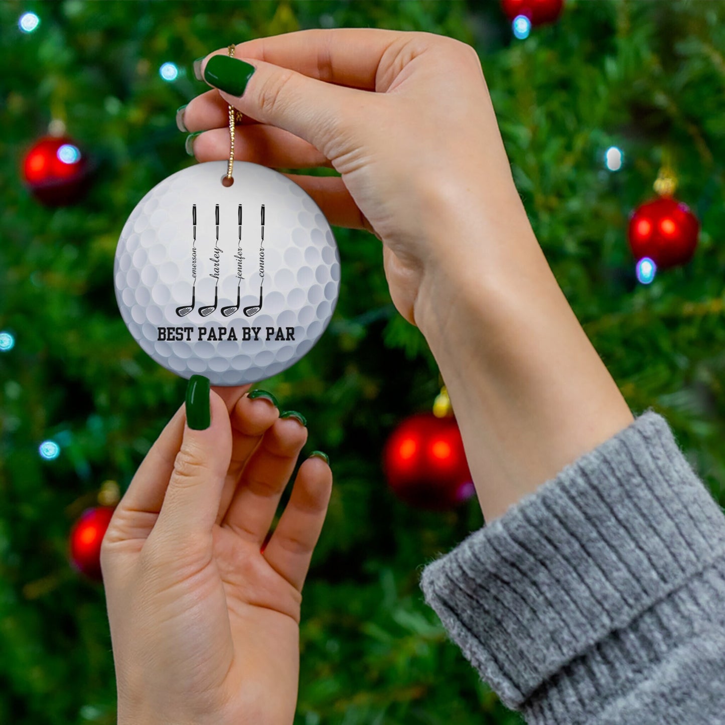 Custom Golf Ball Christmas Ornament, Ceramic Xmas Ornament for Golfer, Personalized Gift for Golf Lover, Perfect Gift for Papa, Gift for Dad