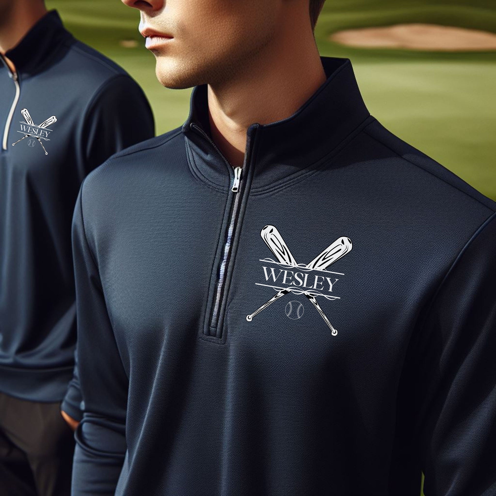 Personalized Lightweight Baseball Sweatshirt, Quarter Zip Pullover Sweater, Custom Baseball Gift, Gift for Baseball Player, Gift for Husband