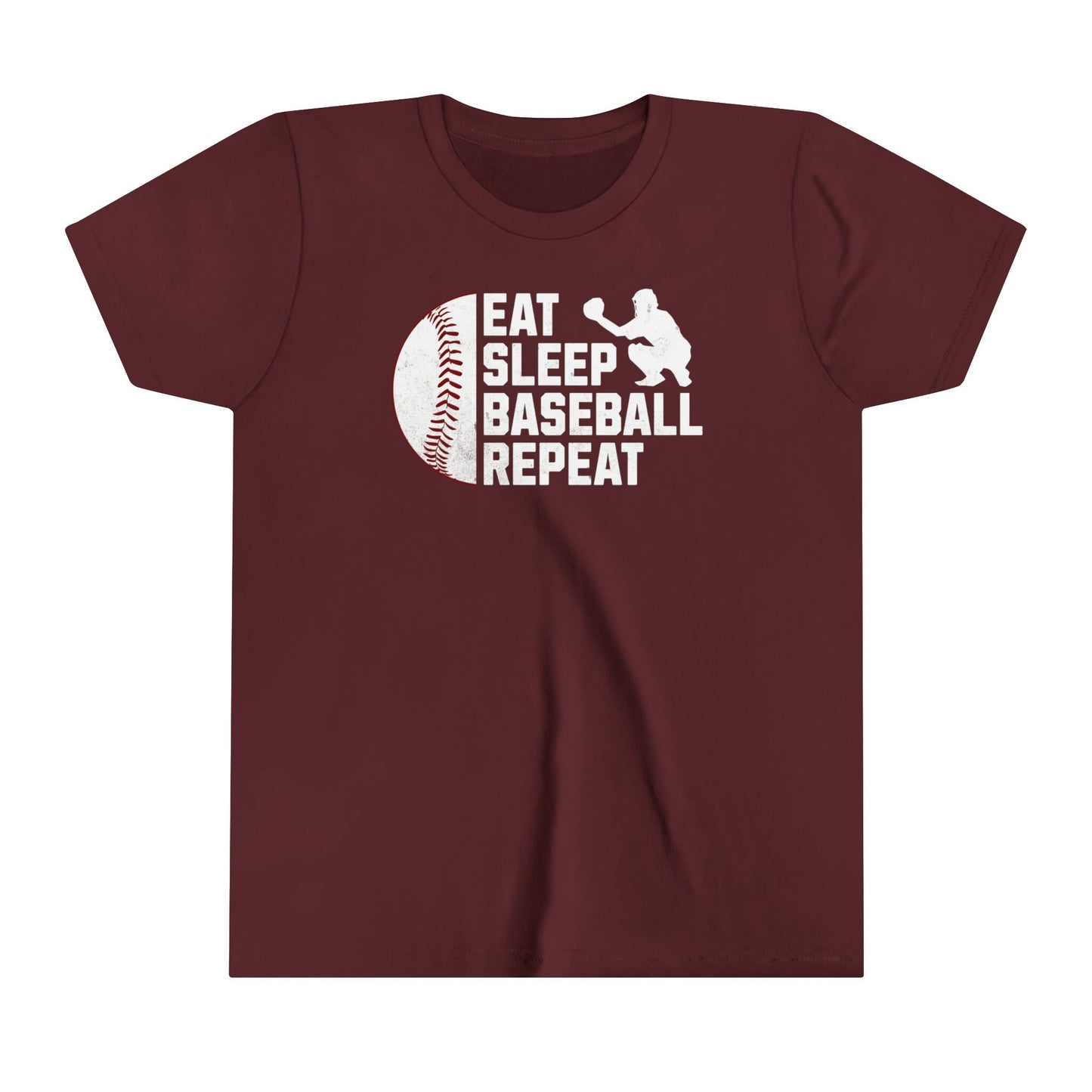 Youth Baseball T-shirt, Eat Sleep Baseball Repeat, Shirt for Baseball Lover, Tshirt Gift for Kid, Great Gift for Son, Baseball Player Gift